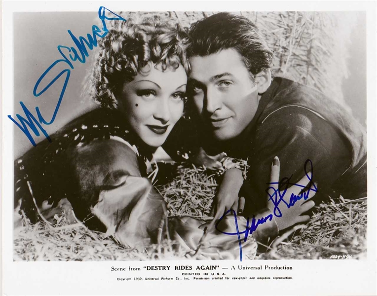 Jimmy Stewart & Marlene Dietrich Rare Dual Signed 8" x 10" B&W Photo from "Destry Rides Again" (Beckett/BAS Guaranteed)
