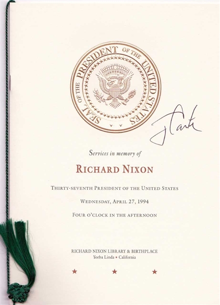 Jimmy Carter Signed Richard Nixon Funeral Program (BAS/Beckett Guaranteed)