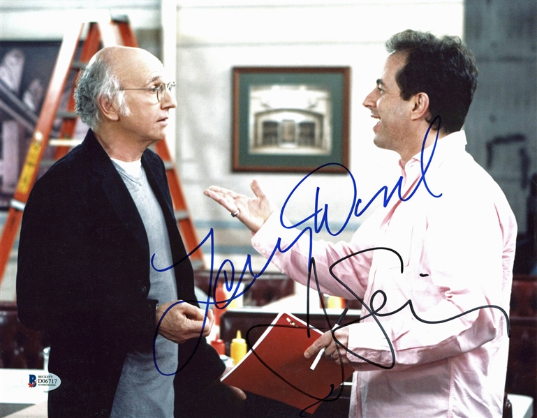 Seinfeld: Jerry Seinfeld & Larry David Rare Dual Signed 11" x 14" Color Photo (BAS/Beckett)