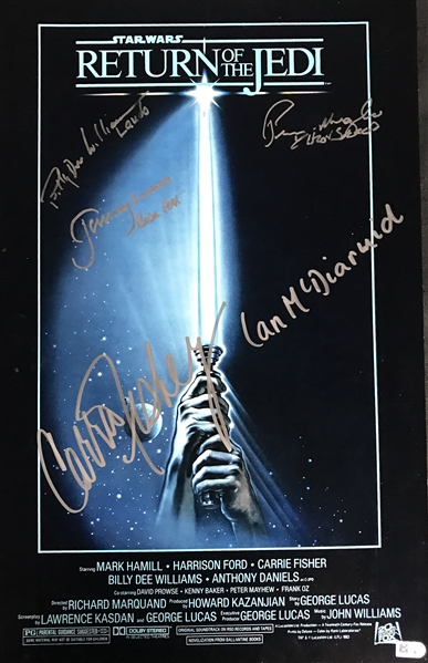 Star Wars ROTJ Multi-Signed 19" x 12" Mock Poster w/ Fisher, Williams & More! (JSA)