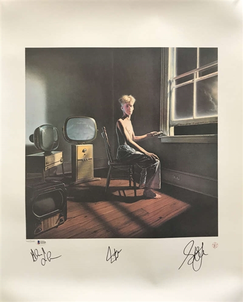 RUSH: Group Signed "Power Windows" 18" x 24" Lithograph w/ All Three Members! (Beckett/BAS)