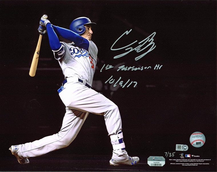 Cody Bellinger Ltd. Ed. Signed & Inscribed 11" x 14" Photograph (Fanatics & MLB)