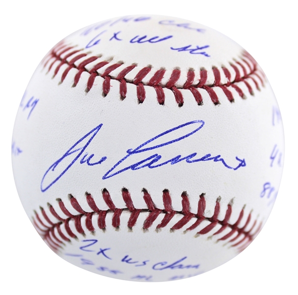 Jose Canseco Rare Signed OML Baseball w/ 9 Handwritten Stats (BAS/Beckett)