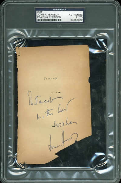 President John F. Kennedy Choice Signed Book Page Segment (PSA/DNA Encapsulated)