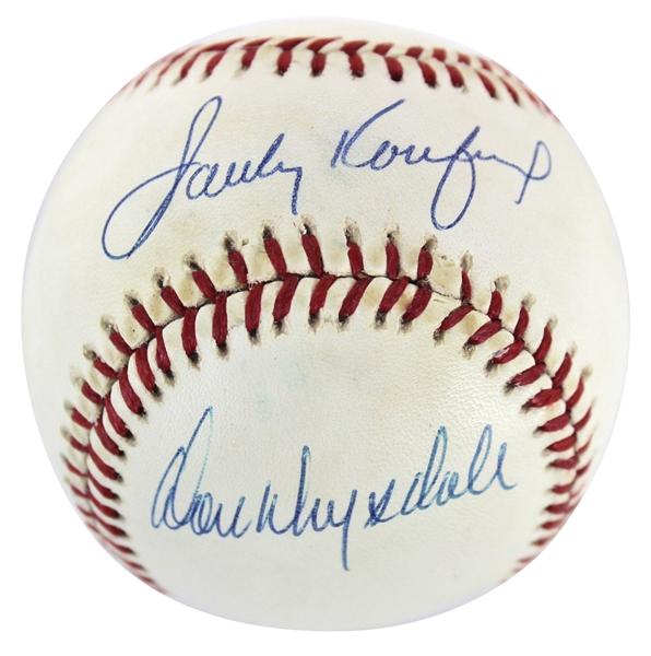Sandy Koufax & Don Drysdale Dual-Signed ONL (White) Baseball (JSA)