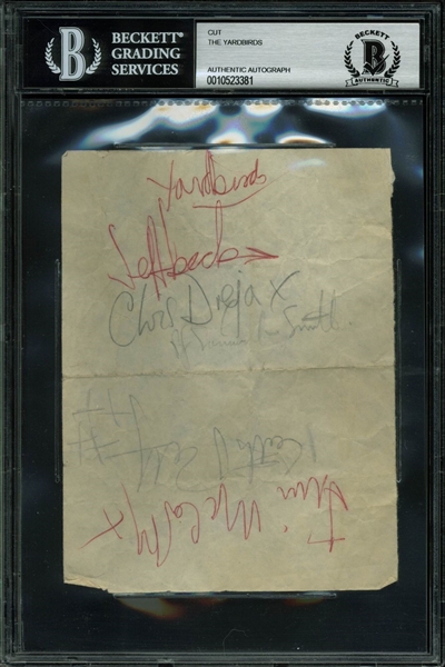 The Yardbirds Multi-Signed 4.5" x 6" Album Page w/ Beck & 4 More (BAS/Beckett Encapsulated)