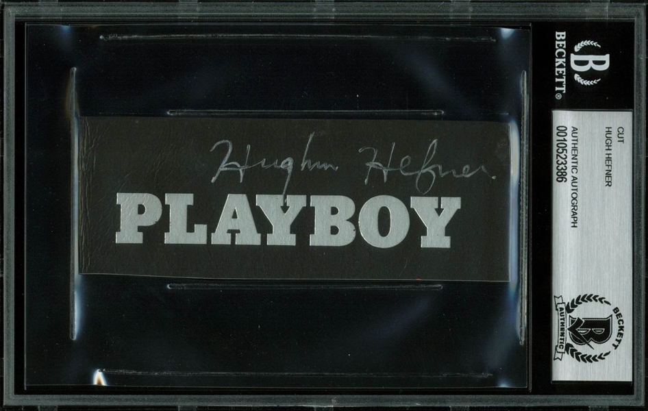 Hugh Hefner Signed Playboy Cut (BAS/Beckett Encapsulated)