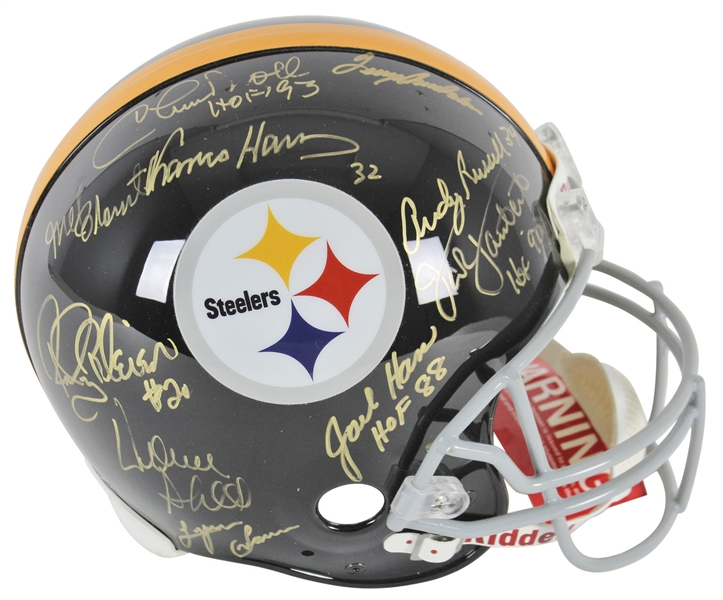 Steelers Legends Multi-Signed PROLINE Helmet w/ Noll, Bradshaw, Lambert & Others (Fanatics)
