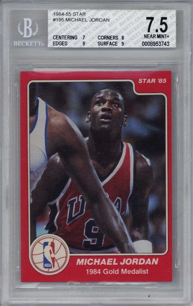 Michael Jordan RARE 1984-85 Star Rookie Card #195 (BGS Graded NM+ 7.5)