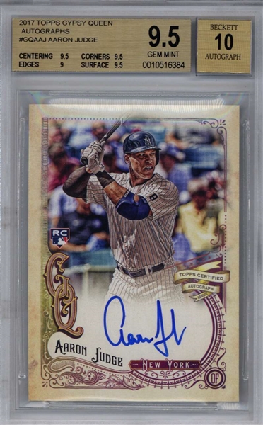 Aaron Judge Signed 2017 Topps Gypsy Queen Rookie Card - Beckett/BGS Graded 9.5 w/ 10 Autograph!