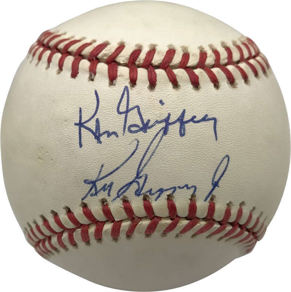 Ken Griffey Jr. & Sr. Dual Signed ONL Baseball (JSA)