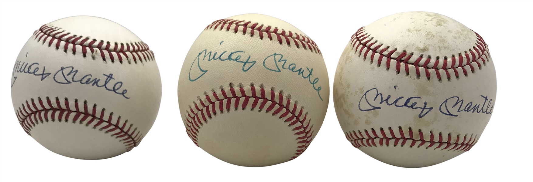 Lot of Three (3) Mickey Mantle Signed Baseballs (PSA/DNA)
