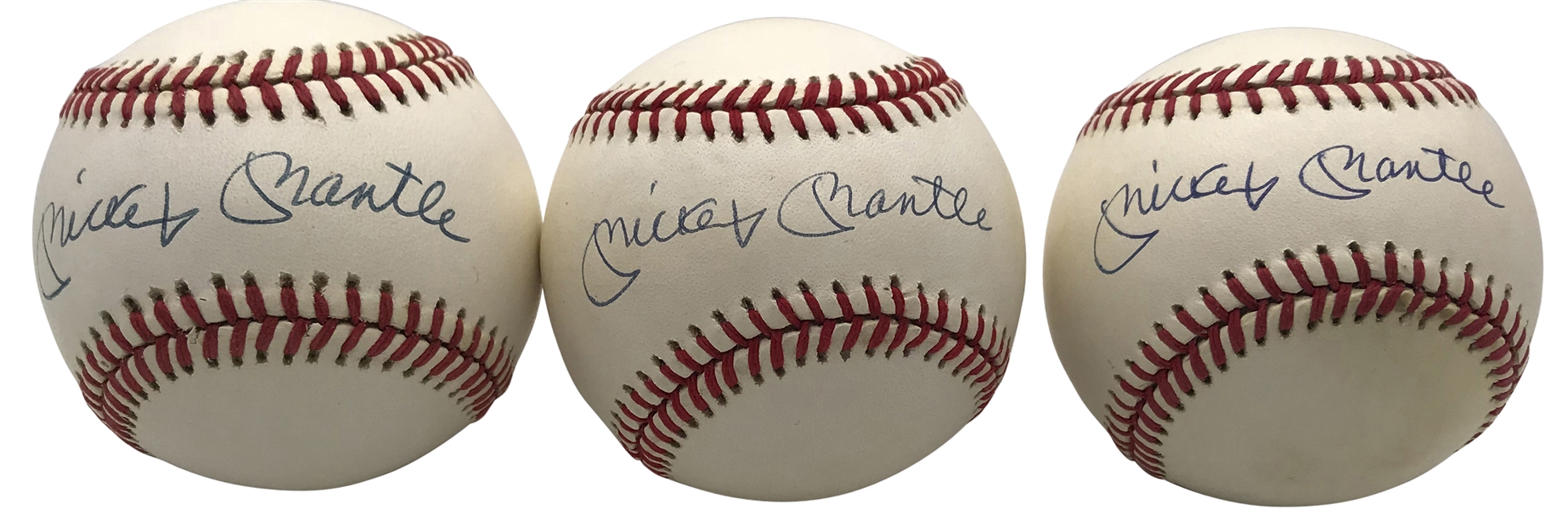 Lot of Three (3) Mickey Mantle Signed OAL Baseballs (Beckett/BAS Guaranteed)