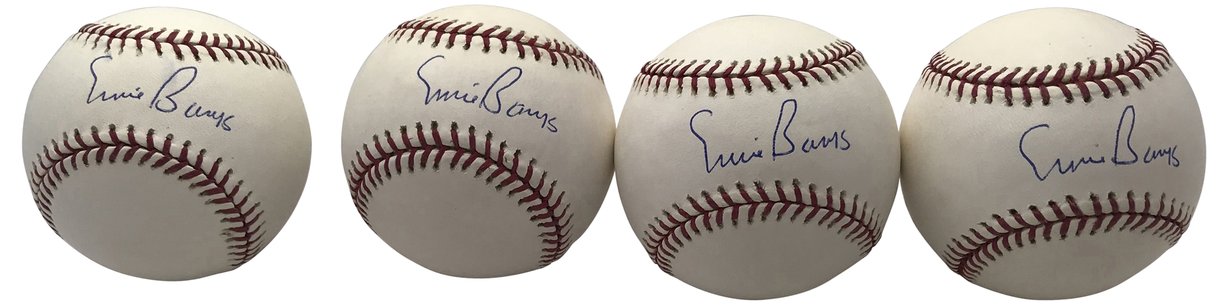 Lot of Four (4) Ernie Banks Signed OML Baseballs (Tri-Star & Beckett/BAS Guaranteed)
