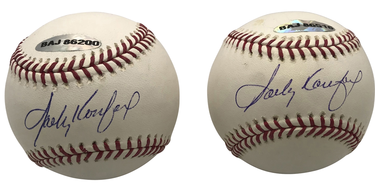 Lot of Two (2) Sandy Koufax Signed OML Baseballs (MLB & Upper Deck)