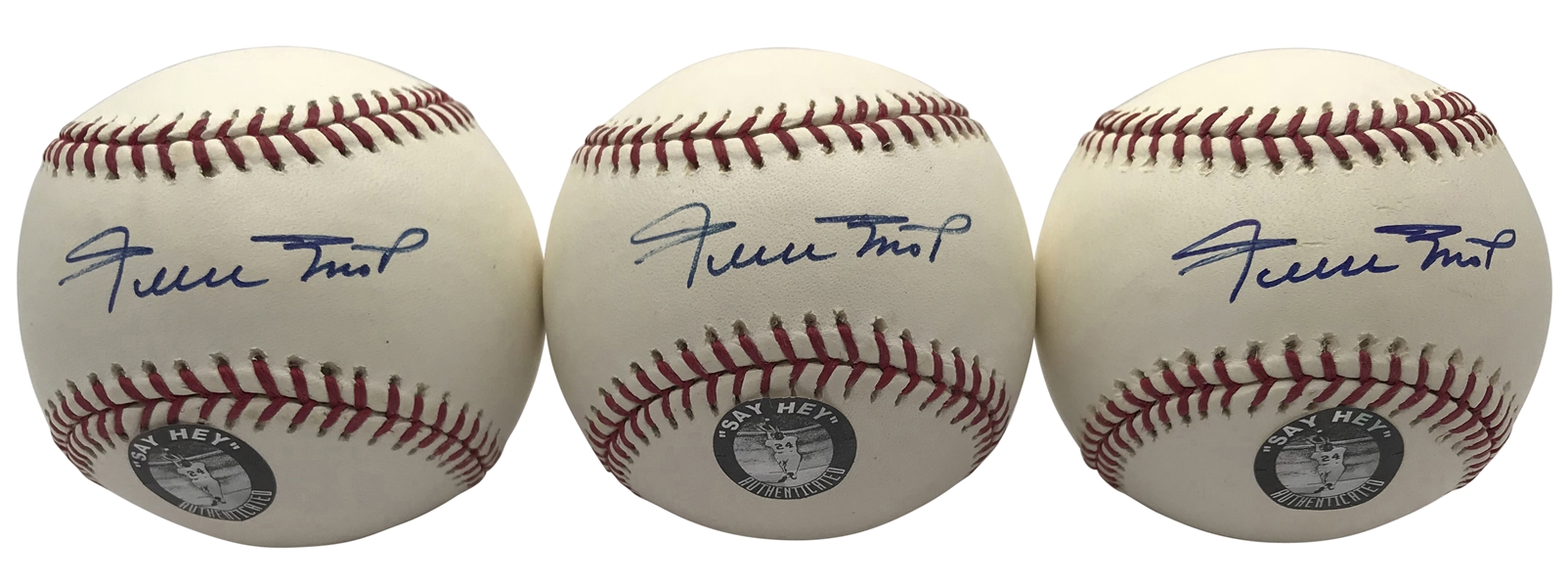 Lot of Three (3) Willie Mays Signed OML Baseballs (PSA/DNA)