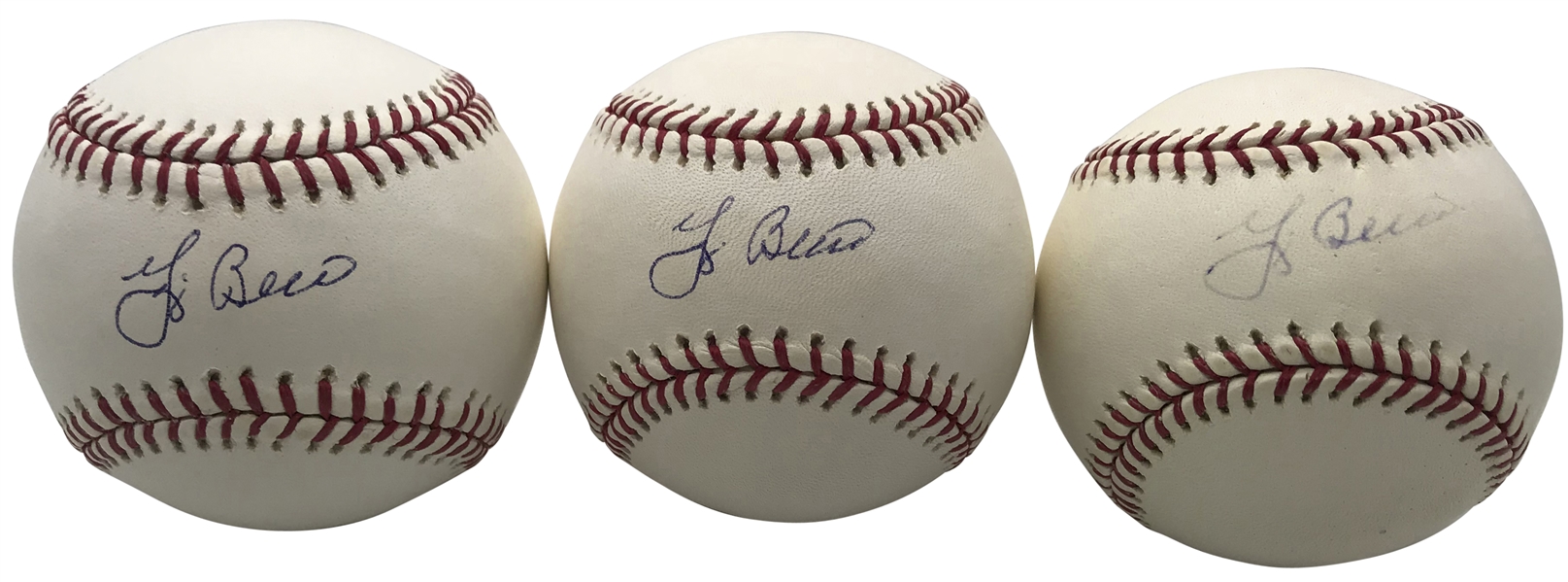 Lot of Three (3) Yogi Berra Signed OML Baseballs (Steiner Sports)