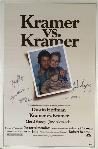 "Kramer vs. Kramer" Rare Cast Signed 27" x 41" Movie Poster w/  Streep, Hoffman & Others! (Beckett)
