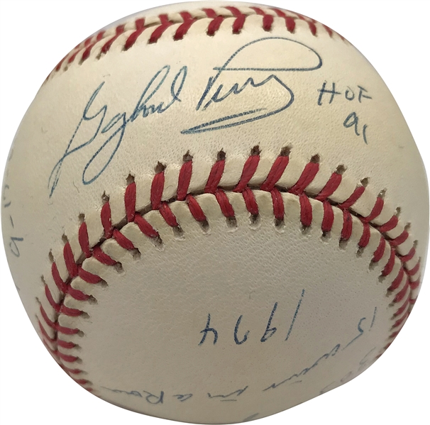Gaylord Perry Signed & Inscribed Career Stat OAL Baseball (Beckett/BAS Guaranteed)