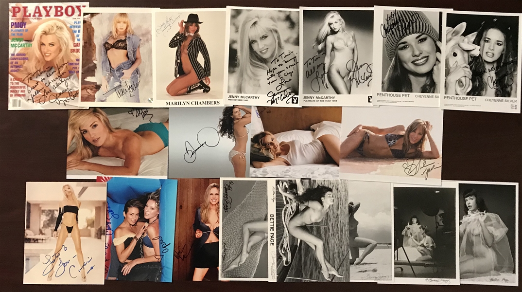 Lot of Nineteen (19) Playboy & Glamour Signed 8" x 10" Photos w/ McCarthy, Page & Others! (Beckett/BAS Guaranteed)