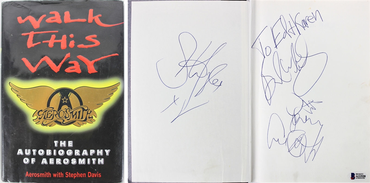 Aerosmith Band Signed "Walk This Way" 1st Edition Hardcover Book (BAS/Beckett)