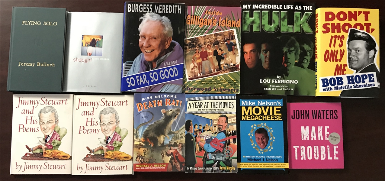 Lot of Twelve (12) Male Entertainers Signed Books w/ Bulloch, Hope, Stewart & More (Beckett/BAS Guaranteed)