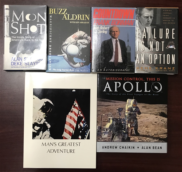 Lot of Six (6) Astronaut Signed Books w/ Aldrin, Kranz, Bean & Others (Beckett/BAS Guaranteed)