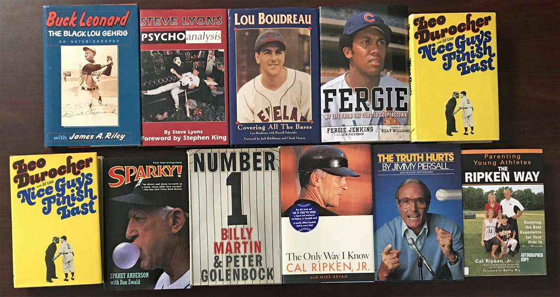 Lot of Eleven (11) MLB Related Signed Books w/ Martin, Ripken Jr & Others (Beckett/BAS Guaranteed)