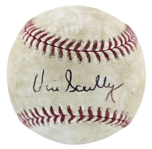 Vin Scully Rare Signed & 2016 Game Used OML Baseball:: 7-3-16 COL @ LAD (BAS/Beckett & MLB Holo)