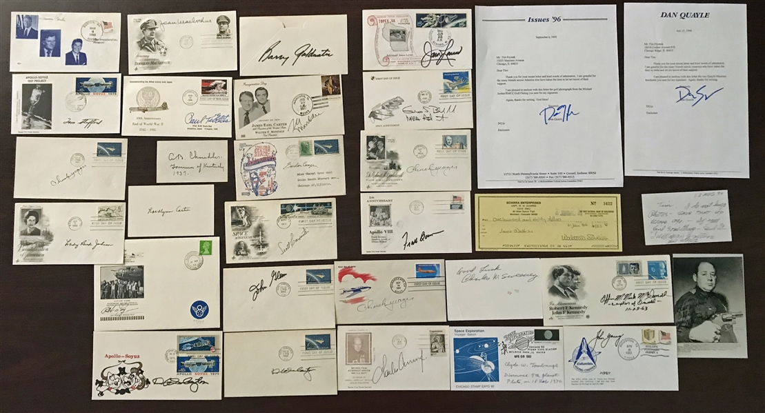 Lot of Thirty+ Signed Notable Names Lot w/ Carter, Yeager, Tibbets & Others (Beckett/BAS Guaranteed)