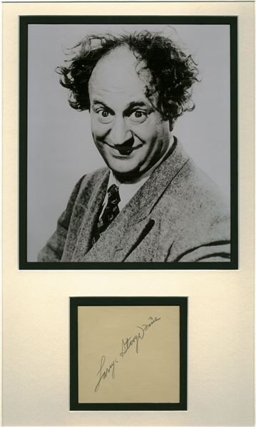 Larry Fine Signed 3" x 3" Matted Album Page Display (Beckett/BAS Guaranteed)