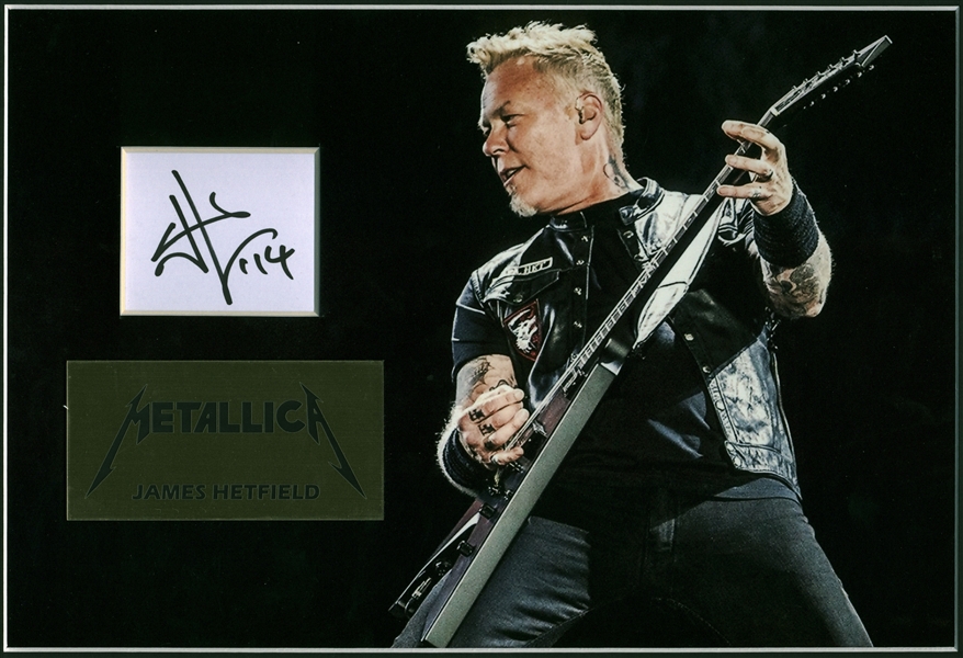 James Hetfield Signed 2.5" x 2.5" Matted Album Page Display (Beckett/BAS Guaranteed)
