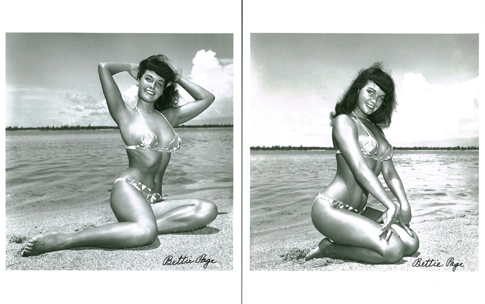 Lot of Four (4) Bettie Page Signed 8" x 10" Photograph/Prints (Beckett/BAS Guaranteed)