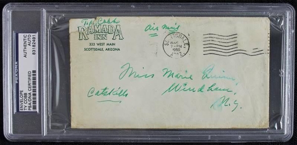 Ty Cobb Handwritten & Signed Envelope (PSA/DNA Encapsulated)
