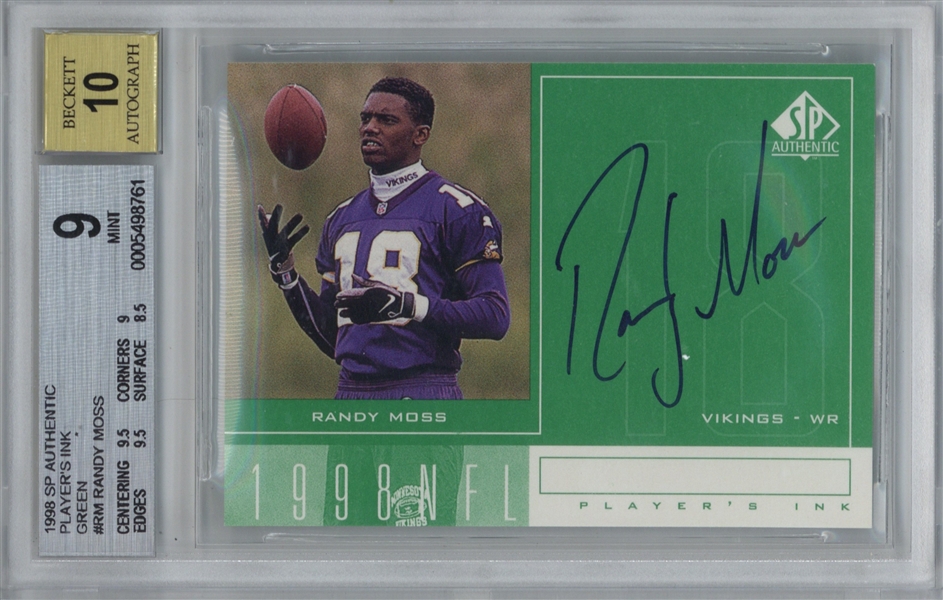 Randy Moss Signed 1998 SP Authentic Players Ink Rookie Card - BGS 9 w/ GEM MINT 10 Auto!