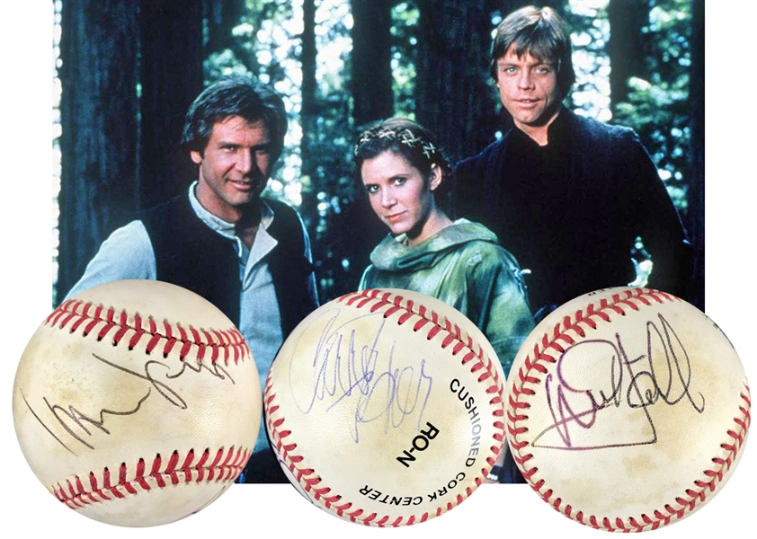 Star Wars: Harrison Ford, Carrie Fisher & Mark Hamill Signed ONL Baseball (Beckett/BAS)