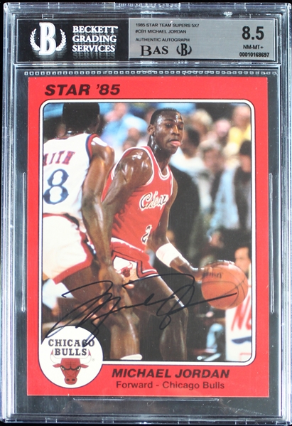 Michael Jordan Ultra Rare Signed 1985 Star Team Supers 5x7 Card #CB1 (Beckett BGS 8.5 & UDA)