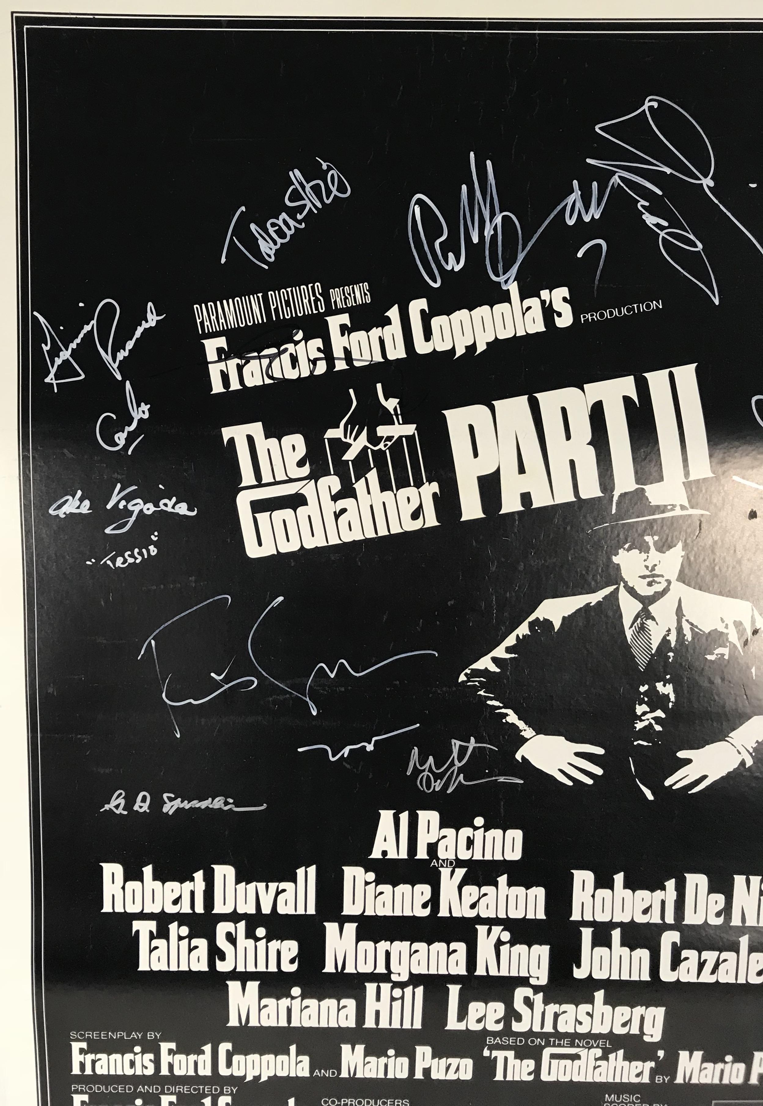 Excellent condition replica THE GODFATHER MOVIE Poster Signed by 10 castmembers 
