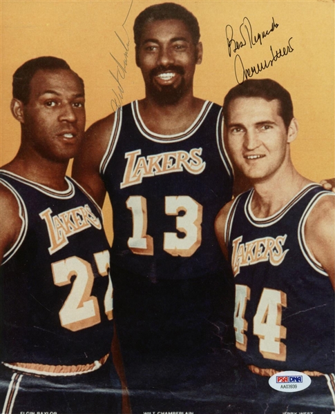 Wilt Chamberlain & Jerry West Vintage Dual Signed 8" x 10" Photo (PSA/DNA)