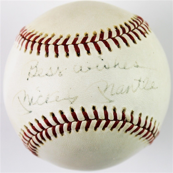 Mickey Mantle Rare Vintage Signed OAL MacPhail Baseball w/ Best Wishes Inscription (PSA/DNA)