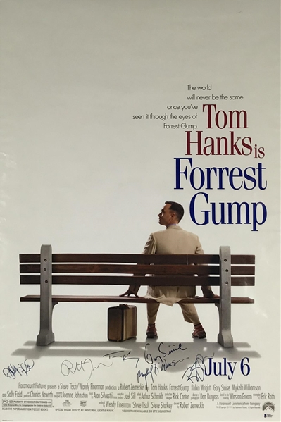 "Forrest Gump" Rare Cast Signed 27" x 41" Movie Poster w/ Hanks, Field & Others! (Beckett/BAS)