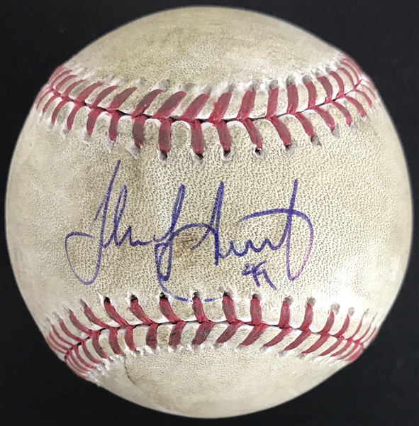 Jake Arrieta Signed & Game Used OML Baseball :: 5/20/2016 CHC vs. SF :: Arrieta Pitched Ball in 8th Win of Season! (MLB Holo & PSA/DNA)