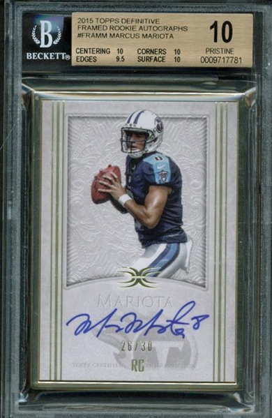 Marcus Mariota Signed 2015 Topps Definitive Framed Rookie Autographs BGS 10 w/ 10 Auto!