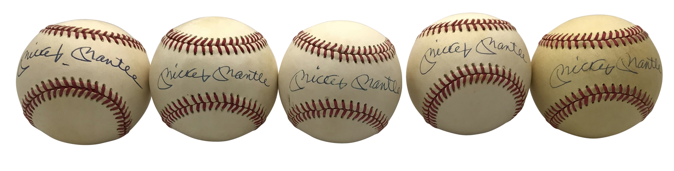 Mickey Mantle Lot of Five (5) Signed OAL Baseballs (Beckett/BAS Guaranteed)