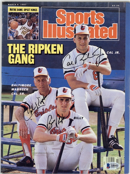 Ripken Family Signed 1987 Sports Illustrated Magazine w/ Cal Jr., Cal Sr. & Bill! (Beckett/BAS)