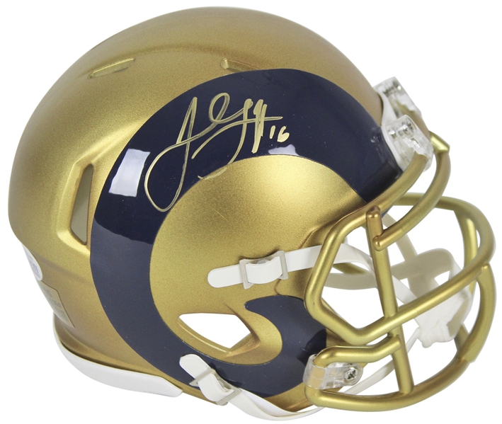 Jared Goff Signed Blaze-Style Los Angeles Rams Mini Helmet (BAS/Beckett)