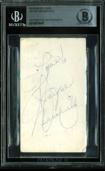 Jayne Mansfield Vintage Signed Business Card (Beckett/BAS Encapsulated)
