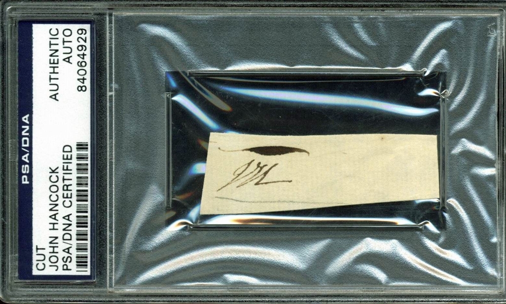 John Hancock Signature Cut with Initials (PSA/DNA Encapsulated)