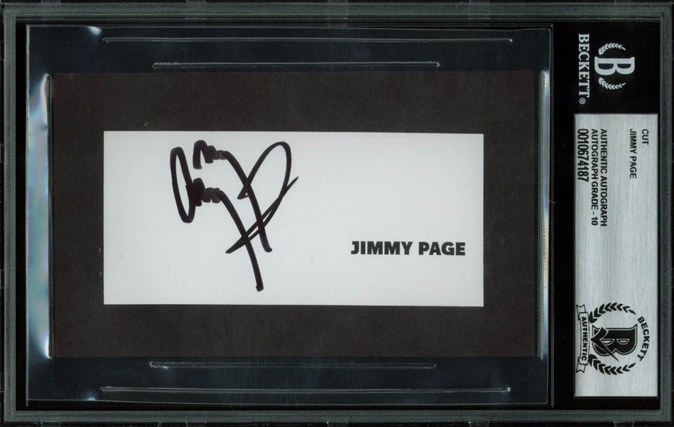 Led Zeppelin: Jimmy Page Signed 1.75" x 4" Album Page - BAS/Beckett Graded GEM MINT 10!