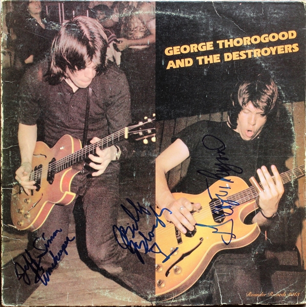 George Thorogood and The Destroyers Group Signed Debut Album (Beckett/BAS Guaranteed)